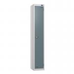 1 Tier - Steel Locker Flat Top - Pearl Silverbodyslate Grey Door - Cam Lock - H 1800 X W 300 X D 300 436843