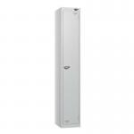 1 Tier - Steel Locker Flat Top - Pearl Silverbodypearl Silver Door - Cam Lock H 1800 X W 300 X D 300 436844