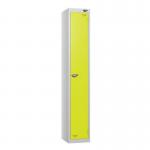 1 Tier - Steel Locker Flat Top - Pearl Silverbodylime Green Door - Cam Lock - H 1800 X W 300 X D 300 436855