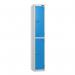 2 Tier - Steel Locker Flat Top - Pearlsilver Bodycobalt Door - Cam Lock - H 1800 X W 300 X D 300 436859