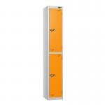 2 Tier - Steel Locker Flat Top - Pearlsilver Bodyorange Door - Cam Lock - H 1800 X W 300 X D 300 436862