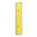 2 Tier - Steel Locker Flat Top - Pearlsilver Bodyyellow Door - Cam Lock - H 1800 X W 300 X D 300 436863