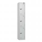 3 Tier - Steel Locker Flat Top - Pearl Silverbodypearl Silver Door - Cam Lock H 1800 X W 300 X D 300 436870