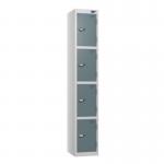 4 Tier - Steel Locker Flat Top - Pearl Silverbodyslate Grey Door - Cam Lock - H 1800 X W 300 X D 300 436882