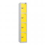 4 Tier - Steel Locker Flat Top - Pearlsilver Bodyyellow Door - Cam Lock - H 1800 X W 300 X D 300 436889