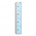 4 Tier - Steel Locker Flat Top - Pearl Silverbodyribbon Blue Door - Cam Lock - H 1800 X W 300 X D 300 436892