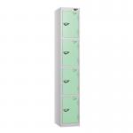 4 Tier - Steel Locker Flat Top - Pearl Silverbodymint Green Door - Cam Lock - H 1800 X W 300 X D 300 436893