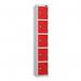 5 Tier - Steel Locker Flat Top - Pearlsilver Bodyred Door - Cam Lock - H 1800 X W 300 X D 300 436899