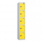 5 Tier - Steel Locker Flat Top - Pearlsilver Bodyyellow Door - Cam Lock - H 1800 X W 300 X D 300 436902