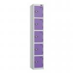 5 Tier - Steel Locker Flat Top - Pearlsilver Bodyvoilet Door - Cam Lock - H 1800 X W 300 X D 300 436904