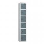 6 Tier - Steel Locker Flat Top - Pearl Silverbodyslate Grey Door - Cam Lock - H 1800 X W 300 X D 300 436908
