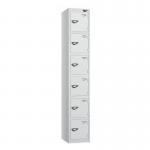 6 Tier - Steel Locker Flat Top - Pearl Silverbodypearl Silver Door - Cam Lock H 1800 X W 300 X D 300 436909