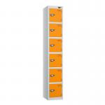 6 Tier - Steel Locker Flat Top - Pearlsilver Bodyorange Door - Cam Lock - H 1800 X W 300 X D 300 436914