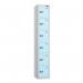 6 Tier - Steel Locker Flat Top - Pearl Silverbodyribbon Blue Door - Cam Lock - H 1800 X W 300 X D 300 436918