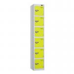 6 Tier - Steel Locker Flat Top - Pearl Silverbodylime Green Door - Cam Lock - H 1800 X W 300 X D 300 436920