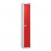 1 Tier - Steel Locker Flat Top - Pearlsilver Bodyred Door - Combi Lock - H 1800 X W 300 X D 450 437024