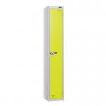 1 Tier - Steel Locker Flat Top - Pearl Silverbodylime Green Door - Combi Lock H 1800 X W 300 X D 450 437032