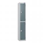 2 Tier - Steel Locker Flat Top - Pearl Silverbodyslate Grey Door - Combi Lock H 1800 X W 300 X D 450 437033