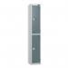 2 Tier - Steel Locker Flat Top - Pearl Silverbodyslate Grey Door - Combi Lock H 1800 X W 300 X D 450 437033