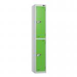 2 Tier - Steel Locker Flat Top - Pearlsilver Bodygreen Door - Combi Lock - H 1800 X W 300 X D 450 437038
