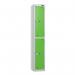 2 Tier - Steel Locker Flat Top - Pearlsilver Bodygreen Door - Combi Lock - H 1800 X W 300 X D 450 437038