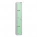 2 Tier - Steel Locker Flat Top - Pearl Silverbodymint Green Door - Combi Lock H 1800 X W 300 X D 450 437044