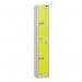 2 Tier - Steel Locker Flat Top - Pearl Silverbodylime Green Door - Combi Lock H 1800 X W 300 X D 450 437045