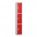 3 Tier - Steel Locker Flat Top - Pearlsilver Bodyred Door - Combi Lock - H 1800 X W 300 X D 450 437050