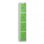 4 Tier - Steel Locker Flat Top - Pearlsilver Bodygreen Door - Combi Lock - H 1800 X W 300 X D 450 437064