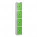 4 Tier - Steel Locker Flat Top - Pearlsilver Bodygreen Door - Combi Lock - H 1800 X W 300 X D 450 437064