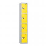 4 Tier - Steel Locker Flat Top - Pearlsilver Bodyyellow Door - Combi Lock - H 1800 X W 300 X D 450 437066