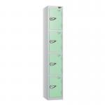 4 Tier - Steel Locker Flat Top - Pearl Silverbodymint Green Door - Combi Lock H 1800 X W 300 X D 450 437070