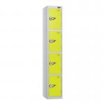 4 Tier - Steel Locker Flat Top - Pearl Silverbodylime Green Door - Combi Lock H 1800 X W 300 X D 450 437071