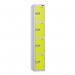 4 Tier - Steel Locker Flat Top - Pearl Silverbodylime Green Door - Combi Lock H 1800 X W 300 X D 450 437071