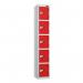 5 Tier - Steel Locker Flat Top - Pearlsilver Bodyred Door - Combi Lock - H 1800 X W 300 X D 450 437076