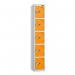 5 Tier - Steel Locker Flat Top - Pearlsilver Bodyorange Door - Combi Lock - H 1800 X W 300 X D 450 437078