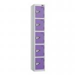 5 Tier - Steel Locker Flat Top - Pearlsilver Bodyvoilet Door - Combi Lock - H 1800 X W 300 X D 450 437081
