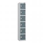 6 Tier - Steel Locker Flat Top - Pearl Silverbodyslate Grey Door - Combi Lock H 1800 X W 300 X D 450 437085