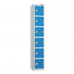 6 Tier - Steel Locker Flat Top - Pearlsilver Bodycobalt Door - Combi Lock - H 1800 X W 300 X D 450 437088