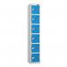 6 Tier - Steel Locker Flat Top - Pearlsilver Bodycobalt Door - Combi Lock - H 1800 X W 300 X D 450 437088