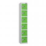 6 Tier - Steel Locker Flat Top - Pearlsilver Bodygreen Door - Combi Lock - H 1800 X W 300 X D 450 437090