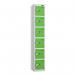 6 Tier - Steel Locker Flat Top - Pearlsilver Bodygreen Door - Combi Lock - H 1800 X W 300 X D 450 437090