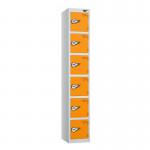 6 Tier - Steel Locker Flat Top - Pearlsilver Bodyorange Door - Combi Lock - H 1800 X W 300 X D 450 437091