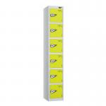 6 Tier - Steel Locker Flat Top - Pearl Silverbodylime Green Door - Combi Lock H 1800 X W 300 X D 450 437097