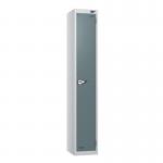 1 Tier - Steel Locker Flat Top - Pearl Silverbodyslate Grey Door - Combi Lock H 1800 X W 300 X D 300 437215