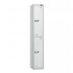 2 Tier - Steel Locker Flat Top - Pearlsilver Bodywhite Door - Combi Lock - H 1800 X W 300 X D 300 437230
