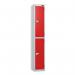 2 Tier - Steel Locker Flat Top - Pearlsilver Bodyred Door - Combi Lock - H 1800 X W 300 X D 300 437232