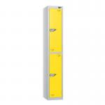 2 Tier - Steel Locker Flat Top - Pearlsilver Bodyyellow Door - Combi Lock - H 1800 X W 300 X D 300 437235