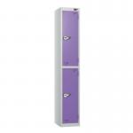 2 Tier - Steel Locker Flat Top - Pearlsilver Bodyvoilet Door - Combi Lock - H 1800 X W 300 X D 300 437237
