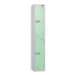 2 Tier - Steel Locker Flat Top - Pearl Silverbodymint Green Door - Combi Lock H 1800 X W 300 X D 300 437239